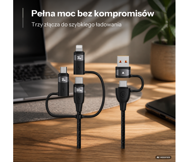 USAMS Kabel 2xC/USB/Micro-USB/Lightning 6w1 1,2m 100W PD czarny - 1568995 - zdjęcie 2